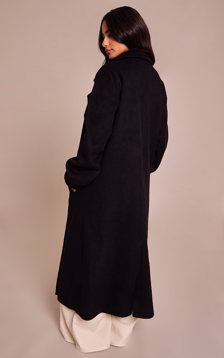 Petite Black Brushed Wool Maxi Coat