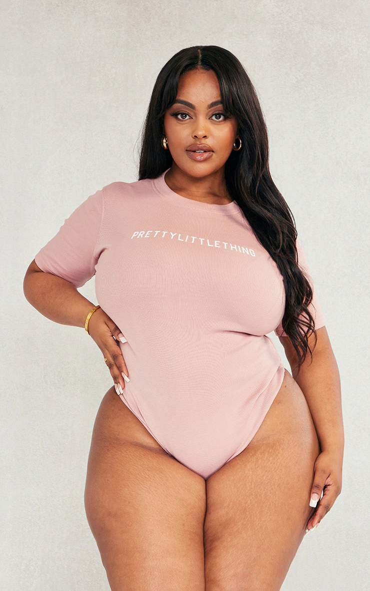 PRETTYLITTLETHING Plus Light Pink Cap Sleeve Bodysuit
