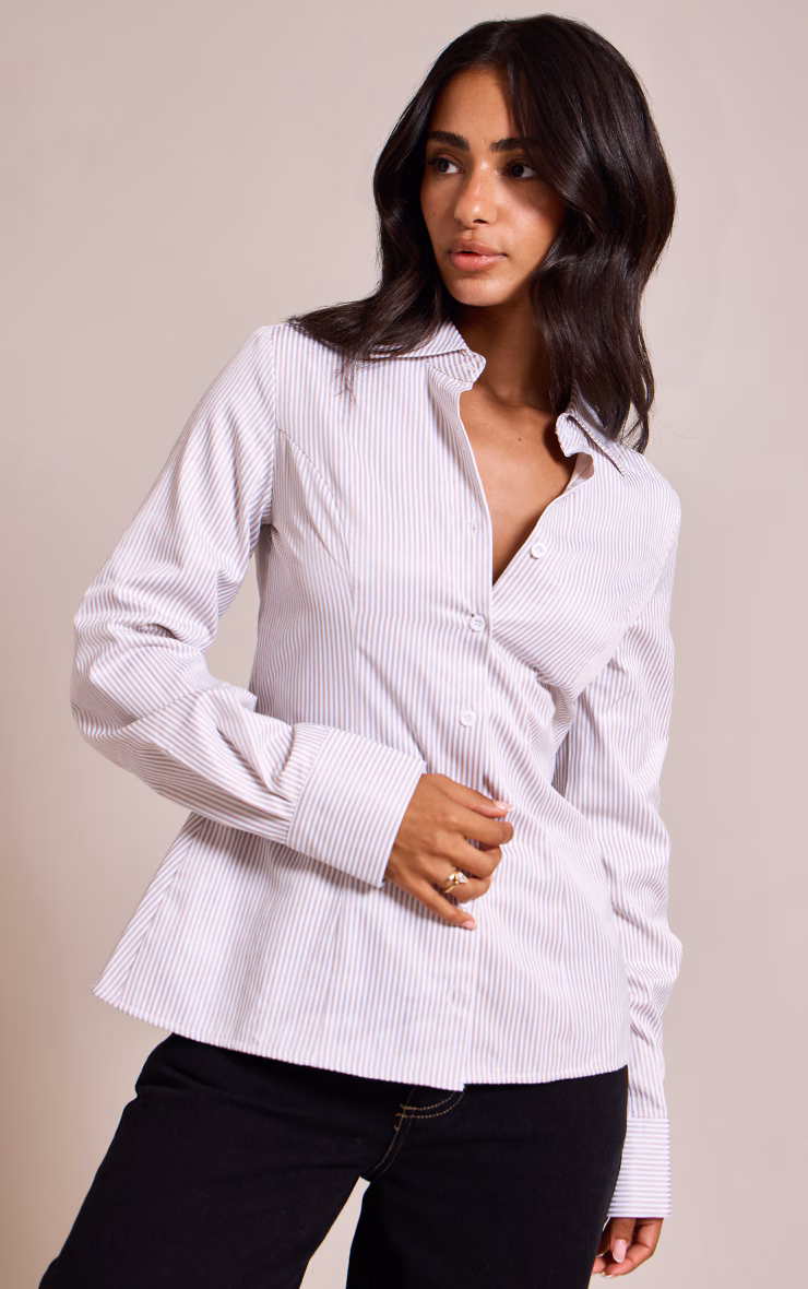 Petite White Tie Back Collared Shirt