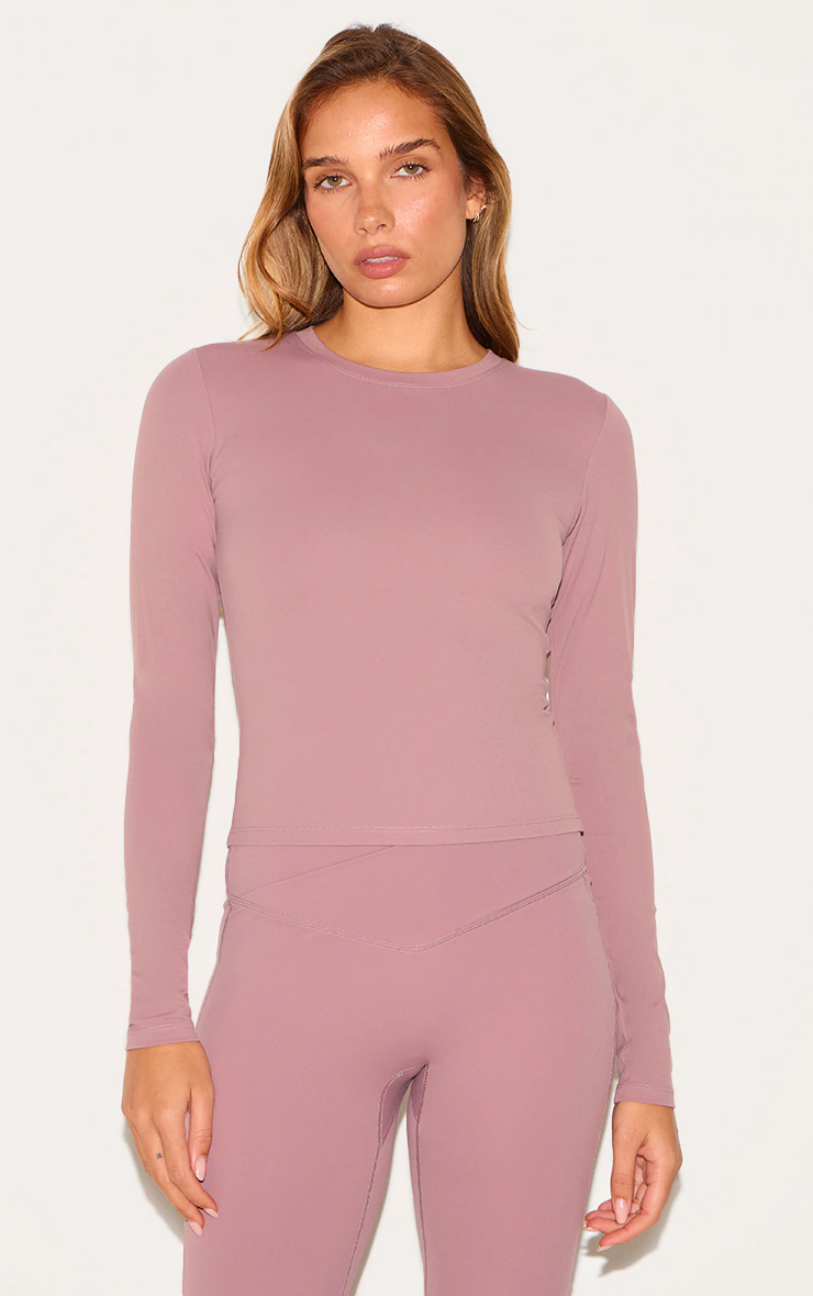 Mauve Ultimate Sculpt Long Sleeve Crop Gym Top