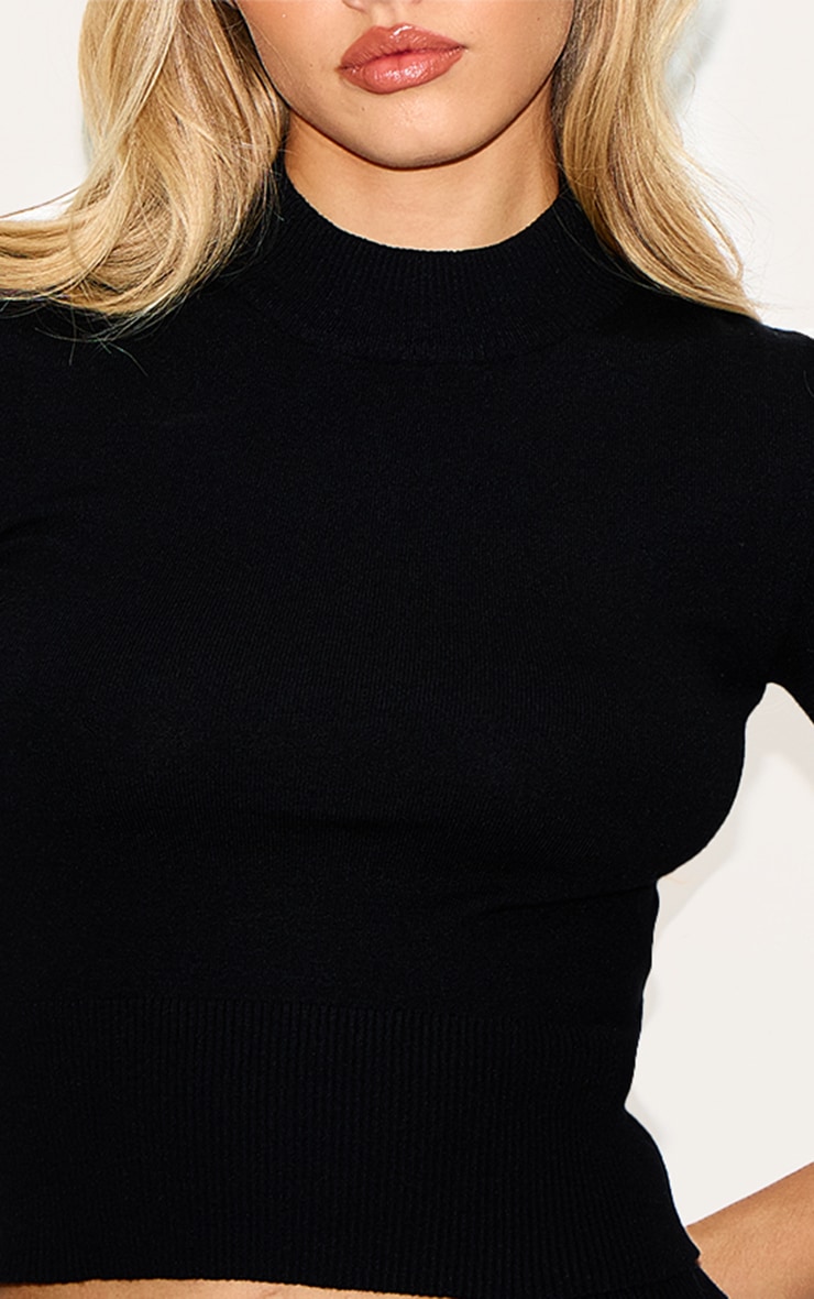 Black Basic Knit T Shirt