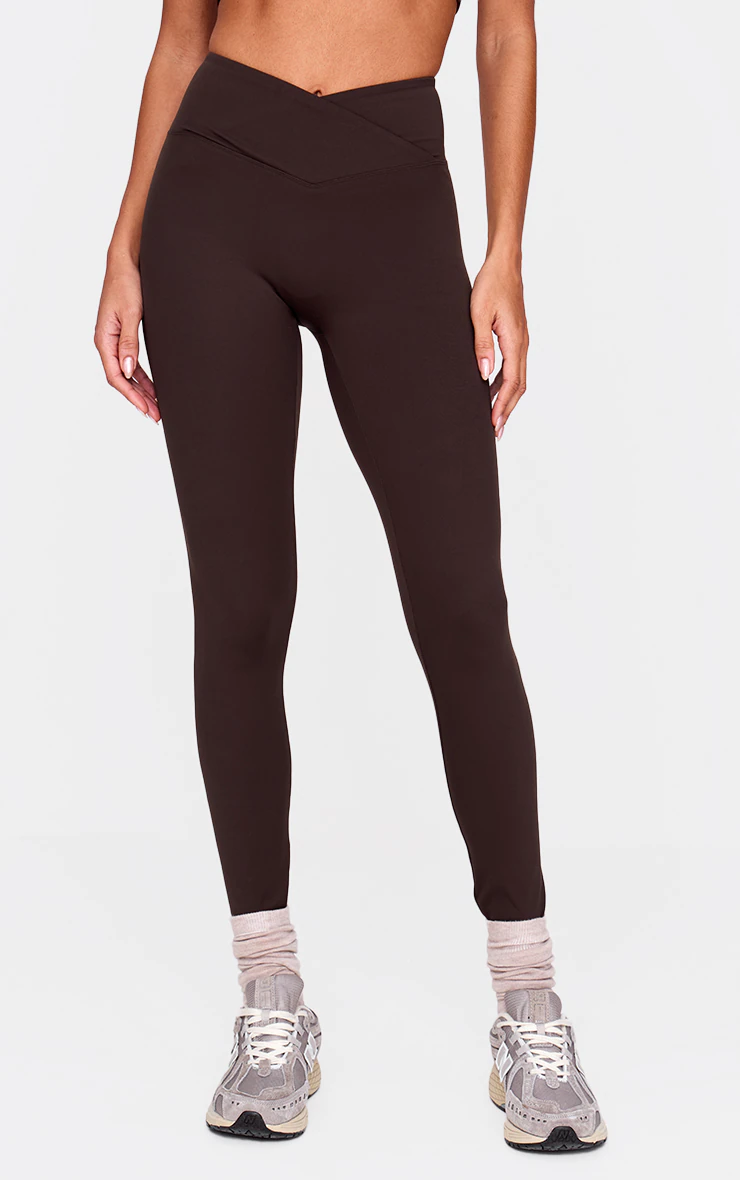 Espresso Sculpt Wrap Waist Gym Leggings