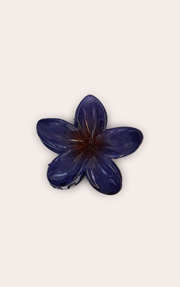 Navy Hibiscus Flower Hair Clip
