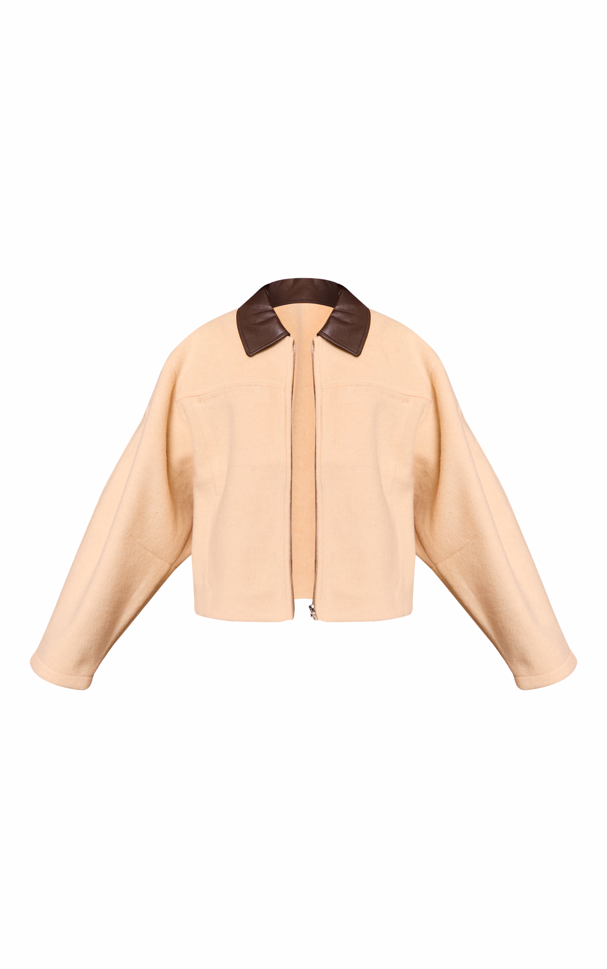 Buttercream PU Collar Zip Up Jacket