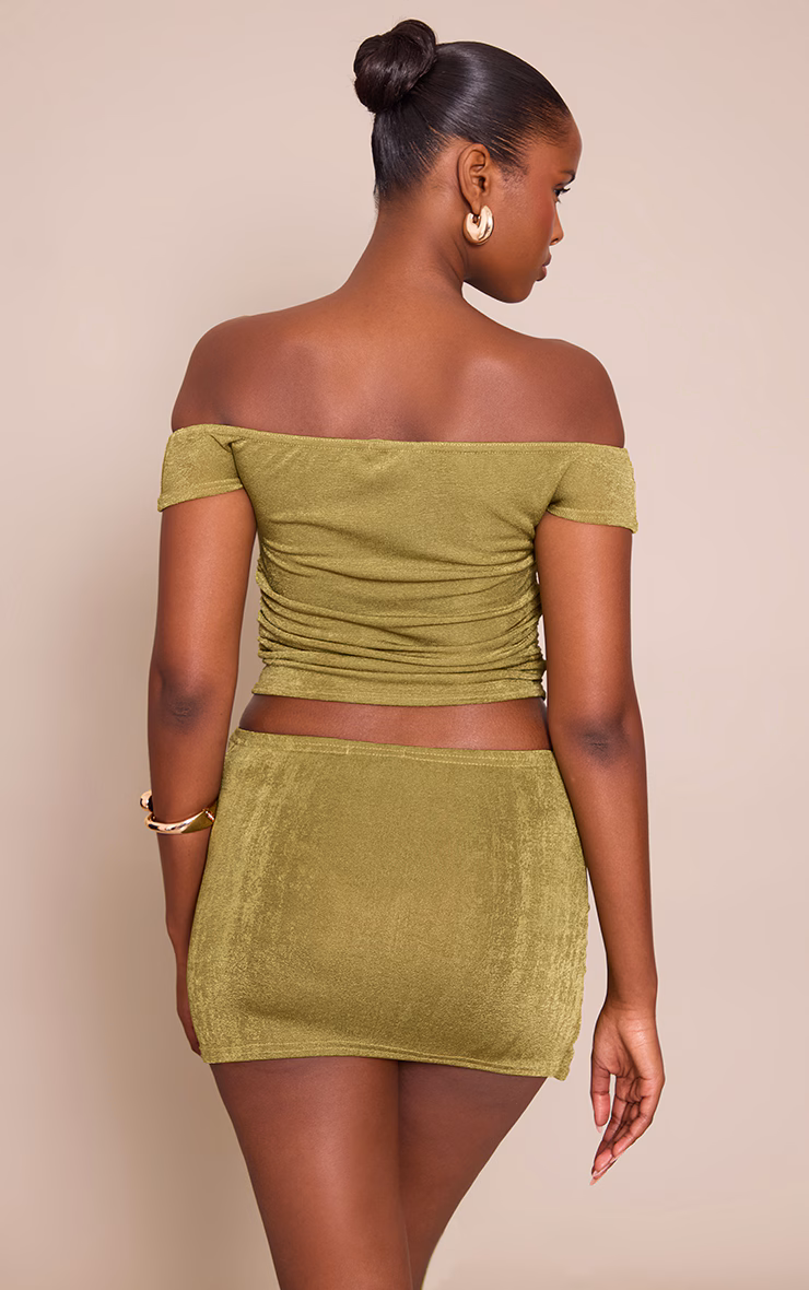 Olive Bardot Textured Top