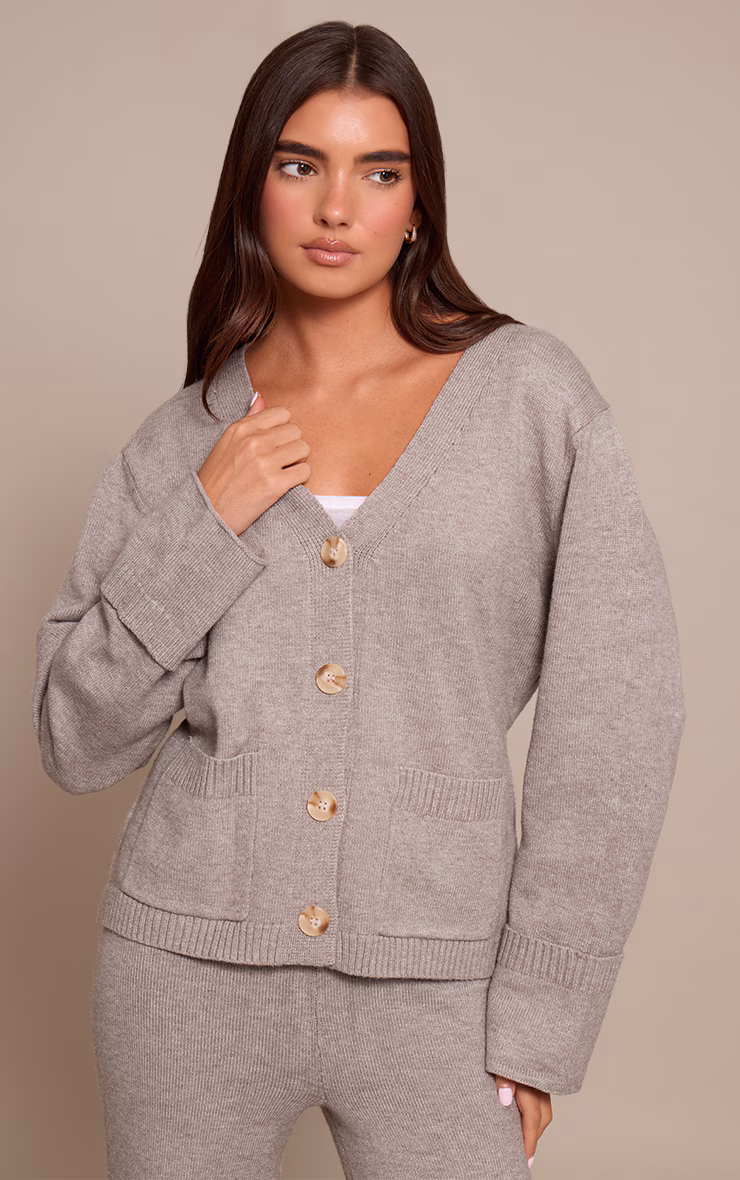Soft Grey Turn Back Cuff Cardigan