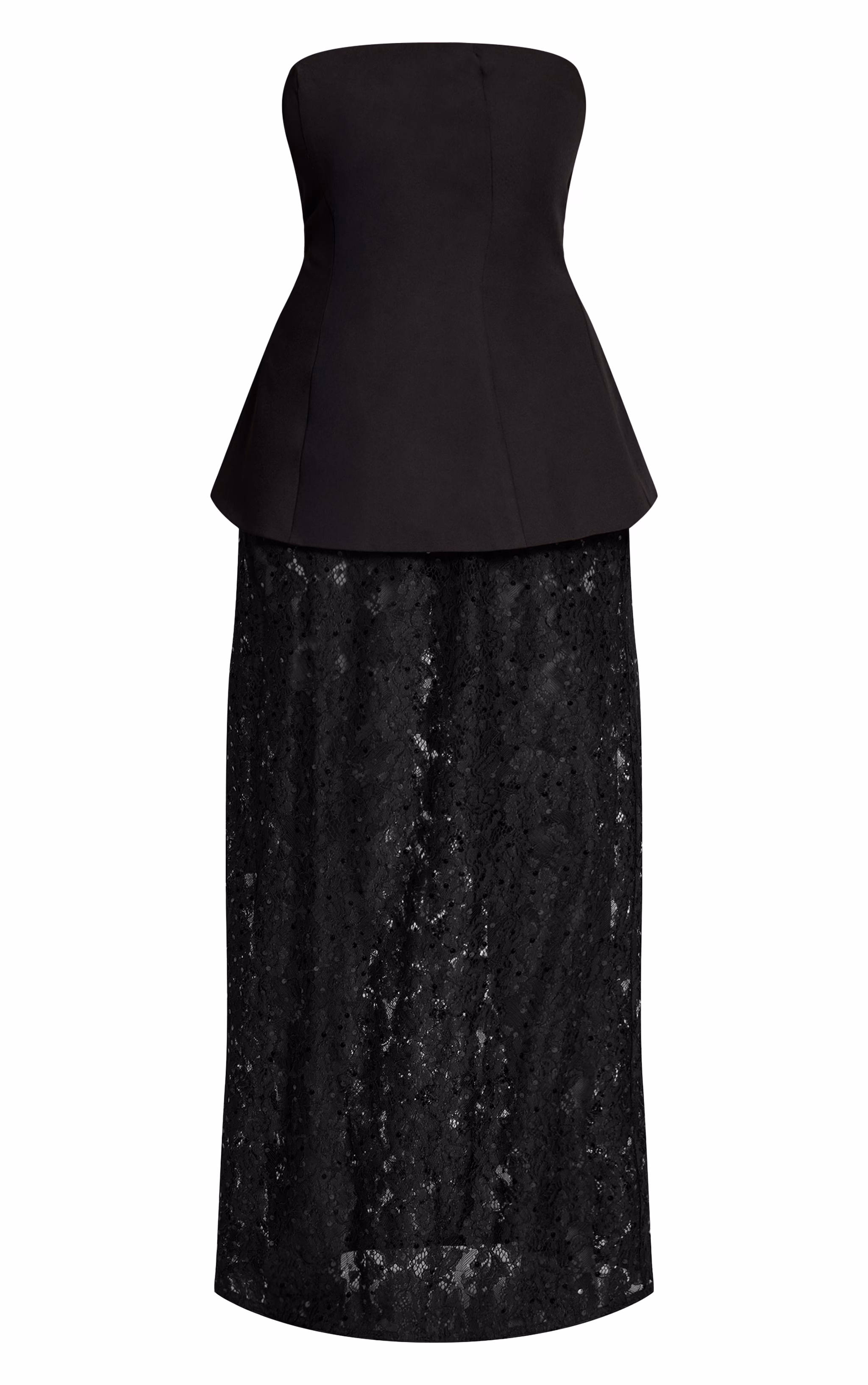 Shape Black Bandeau Lace Insert Maxi Dress