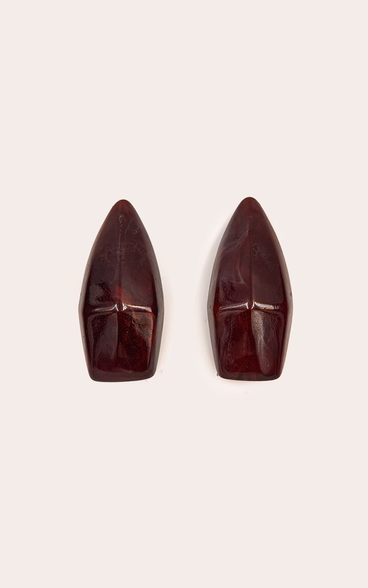 Red Marbled Resin Oversized Statement Earrings