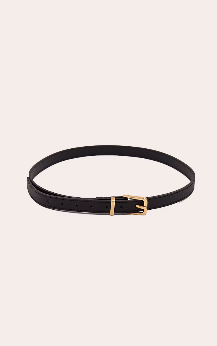 Black Gold Buckle Slim Belt