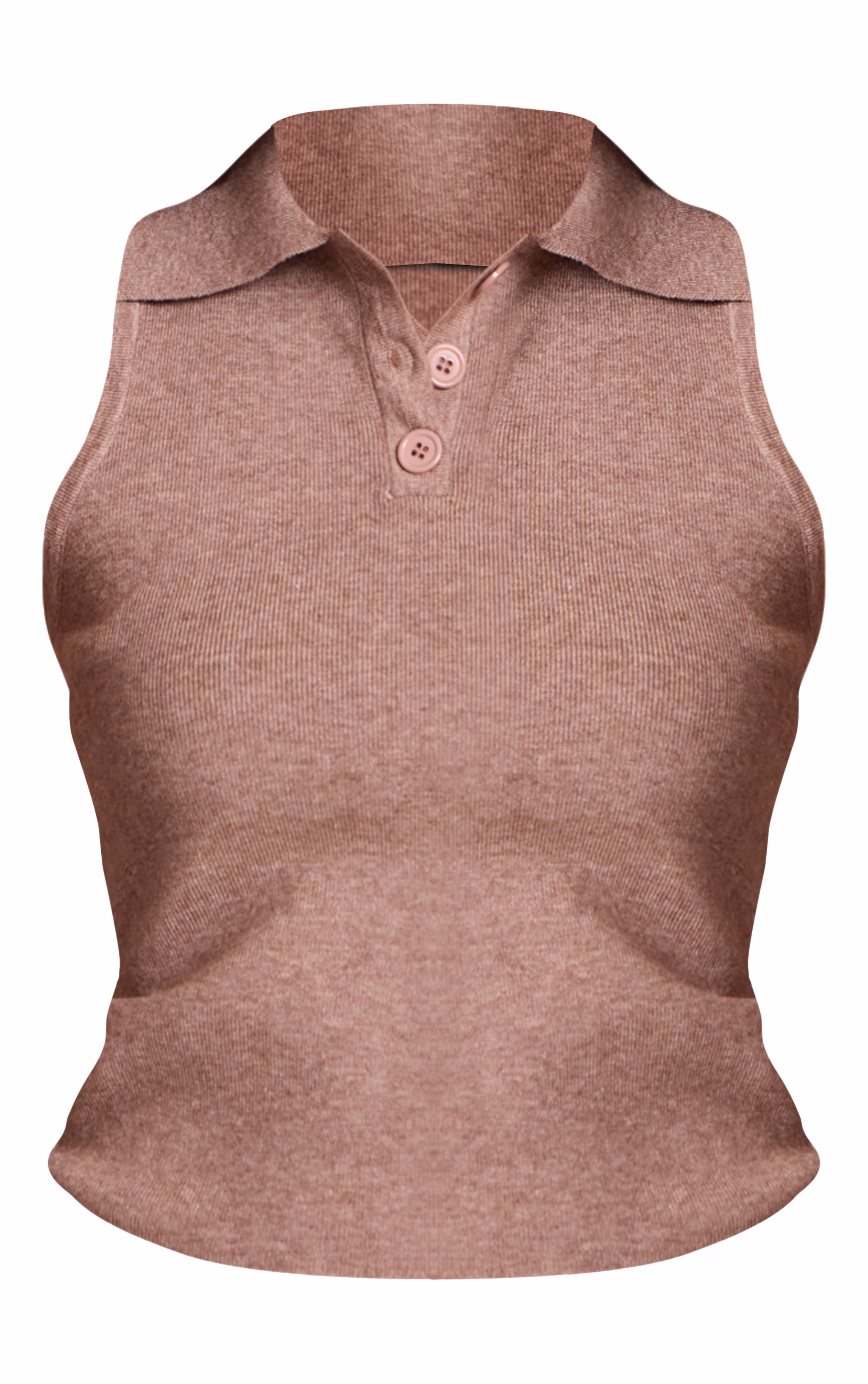 Mocha Polo Collar Sleeveless Knit Top