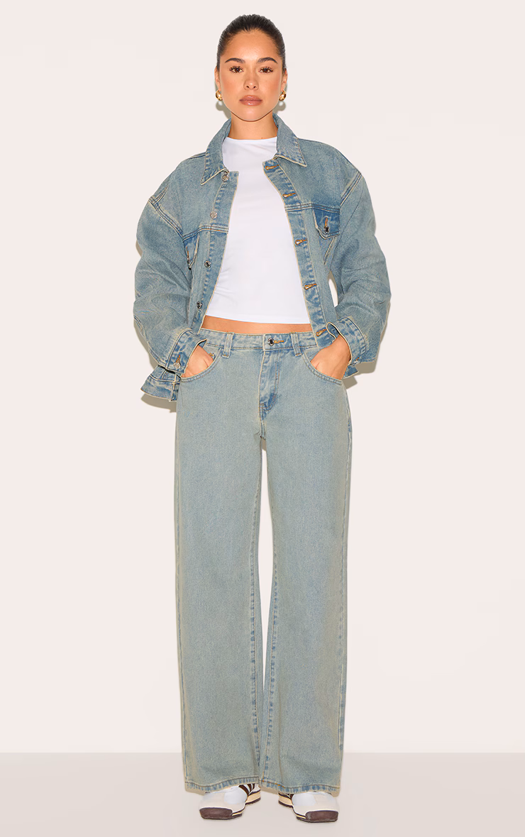 Light Vintage Low Rise Wide Leg Jeans