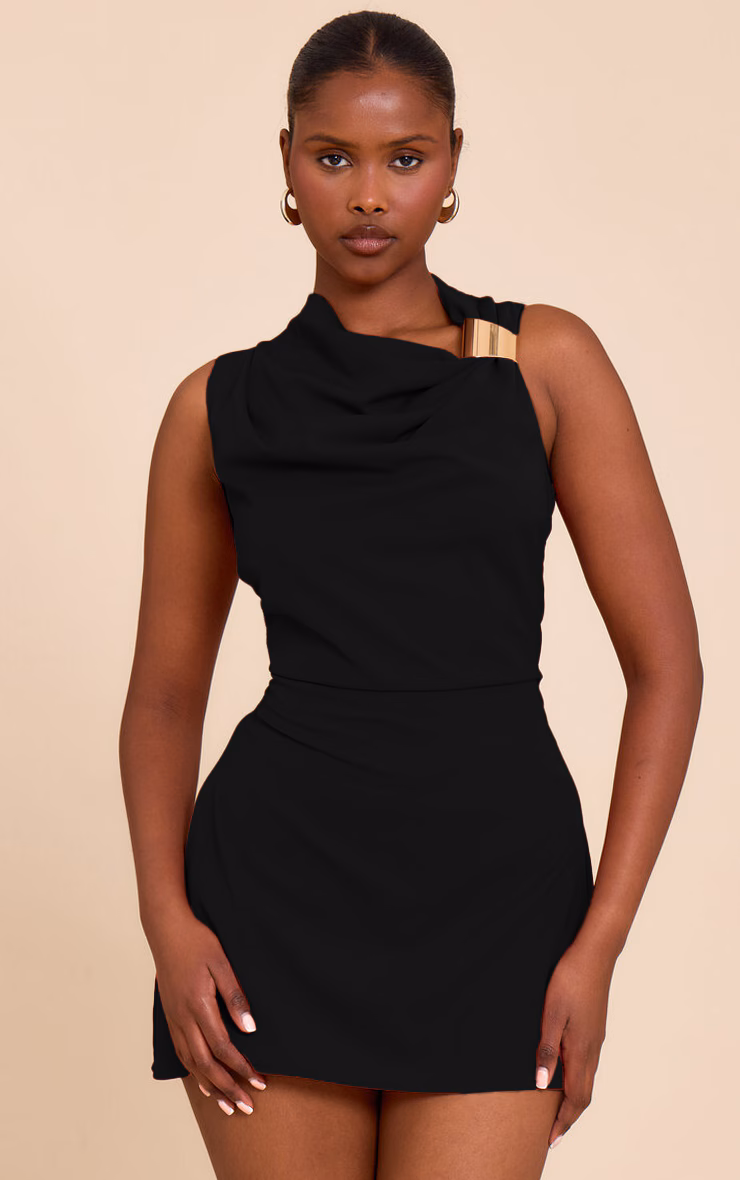 Black Trim Shift Mini Dress