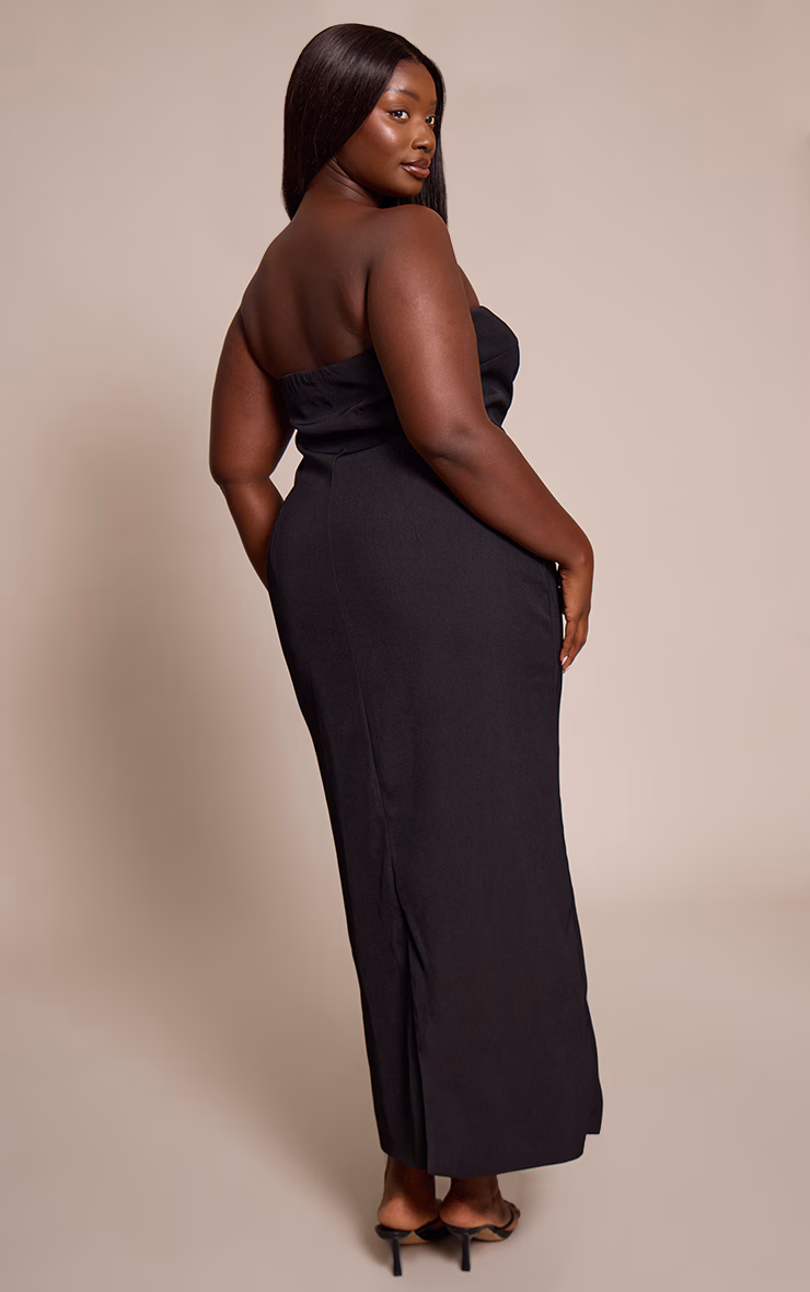 Plus Black Trim Detail Bandeau Bodycon Maxi Dress