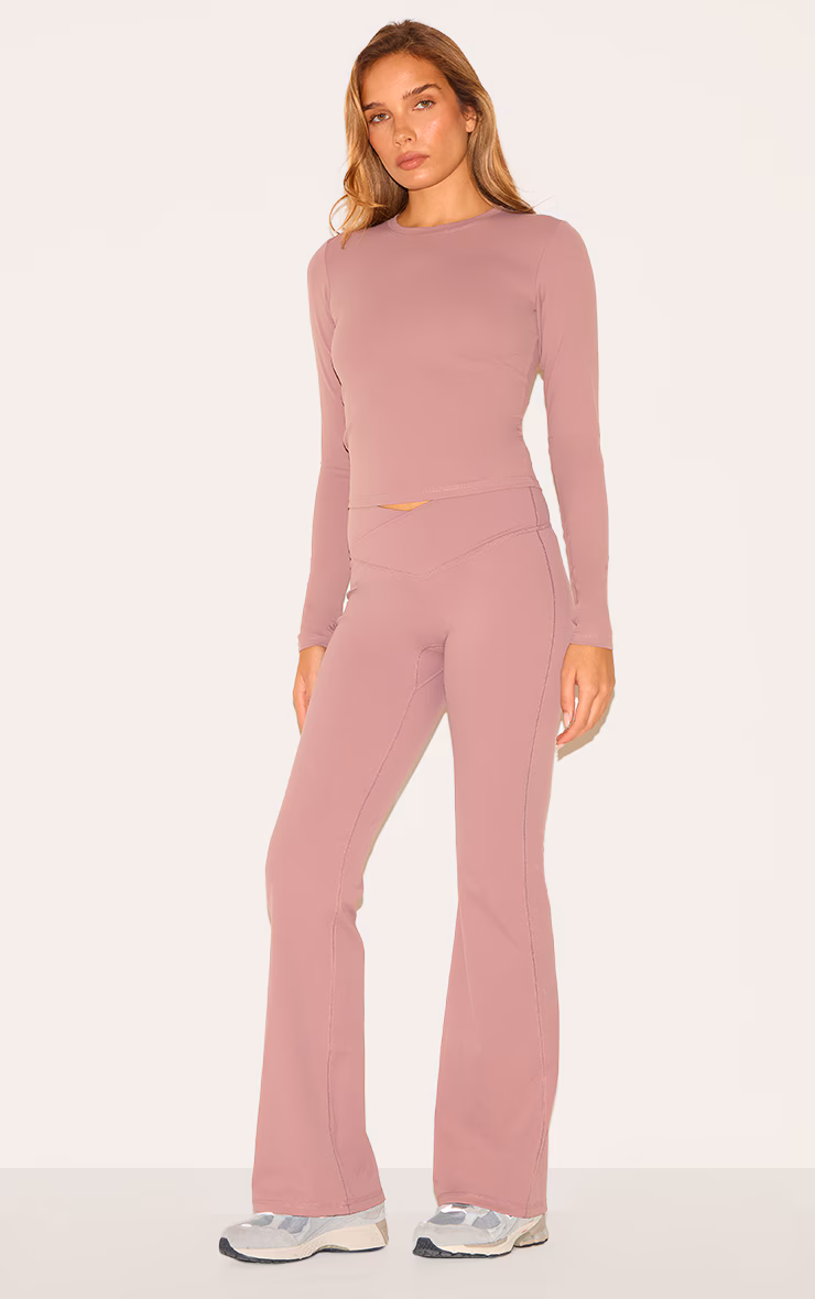 Mauve Ultimate Sculpt Long Sleeve Crop Gym Top