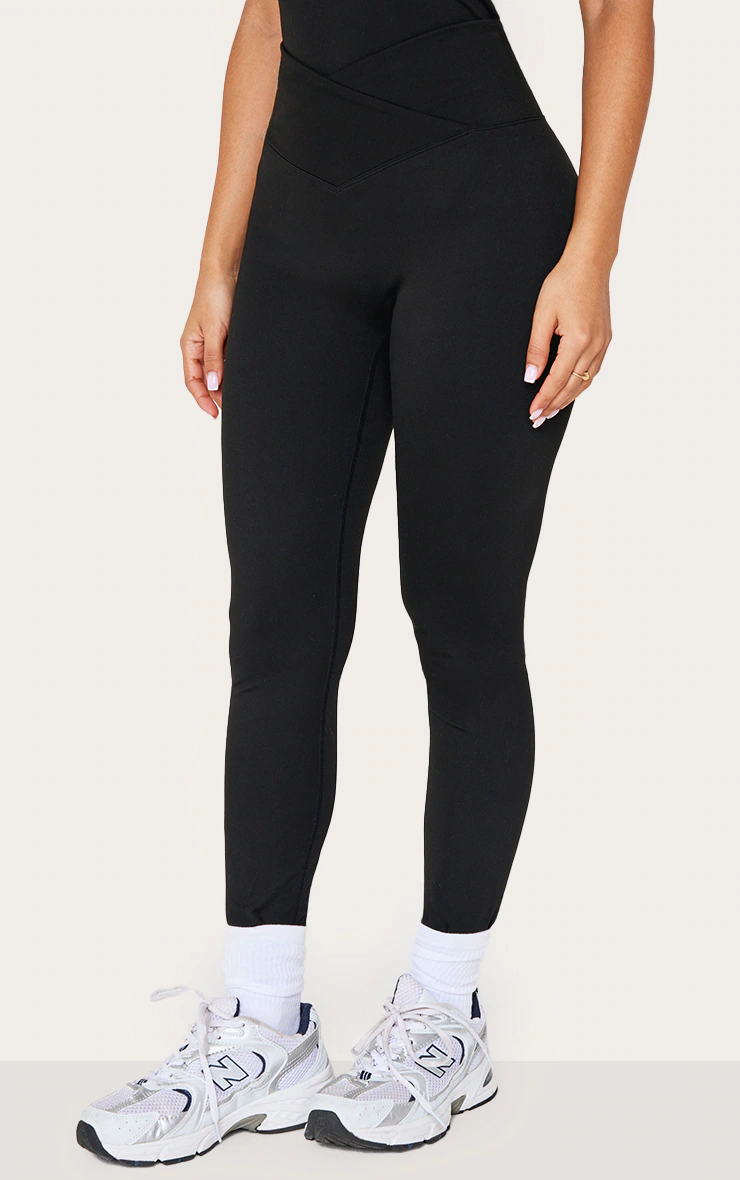Petite Black Sculpt Wrap Waist Gym Leggings