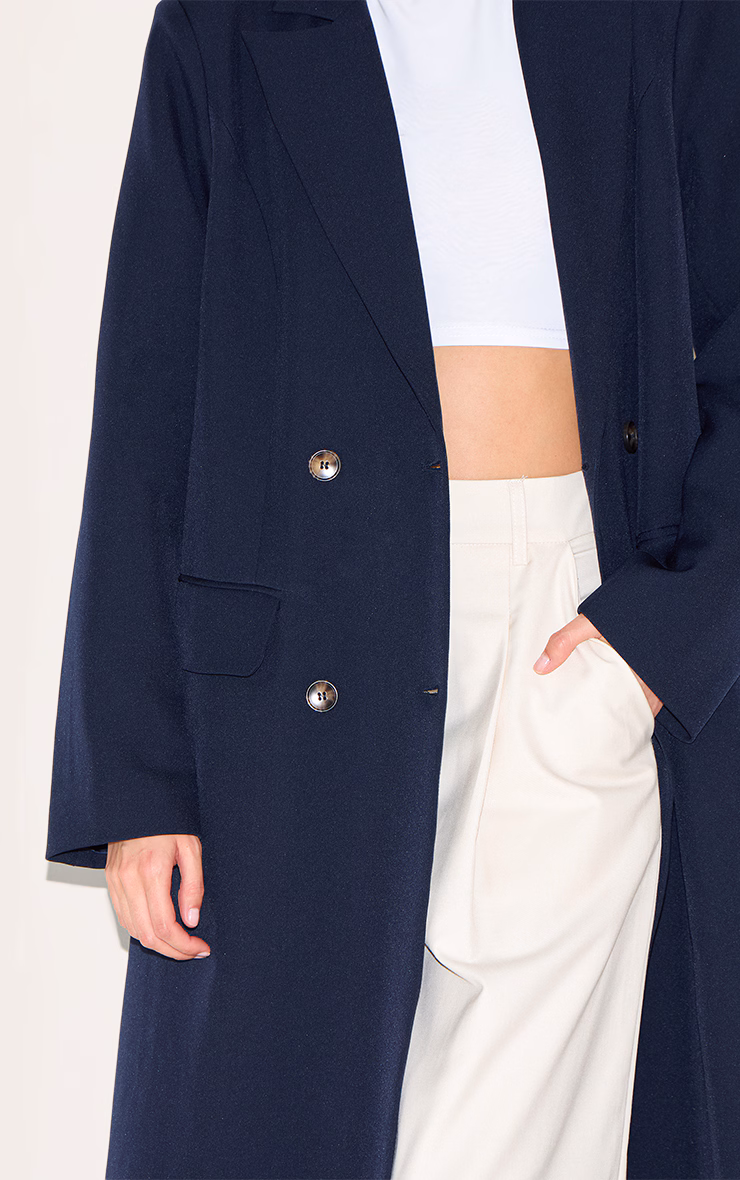 Navy Maxi Length Duster Coat
