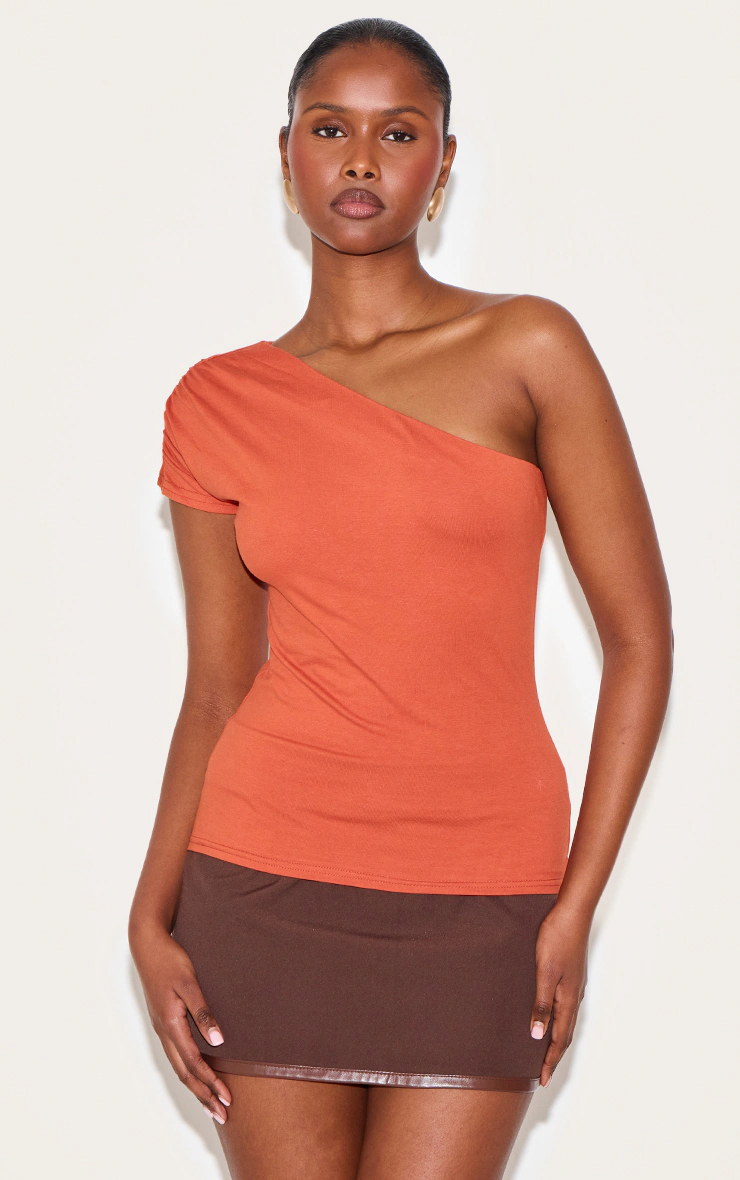 Paprika One Shoulder Asymmetric Top