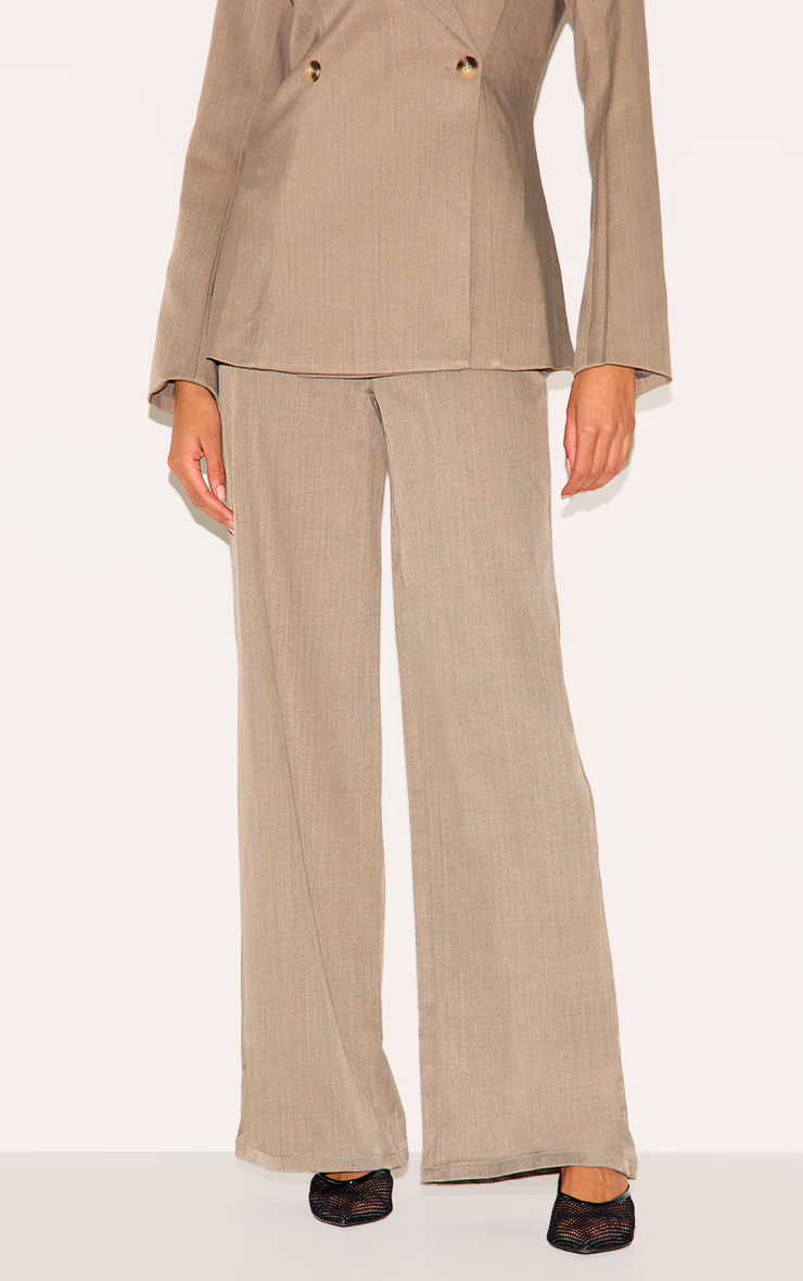 Mocha Brown Premium Tailored Woven Wide Leg Pants