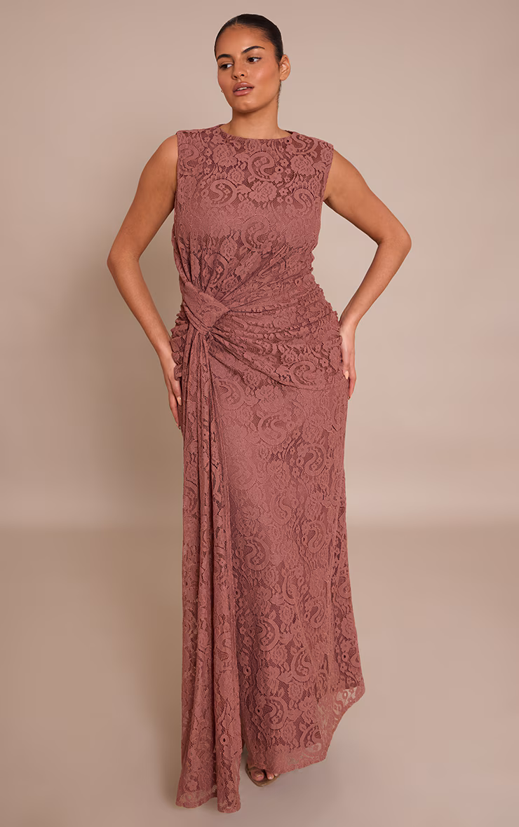 Plus Lace Detail Twist Front Maxi Dress