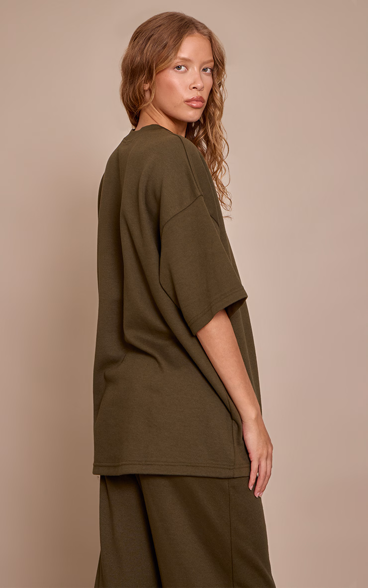Olive Green Jersey Oversized T Shirt