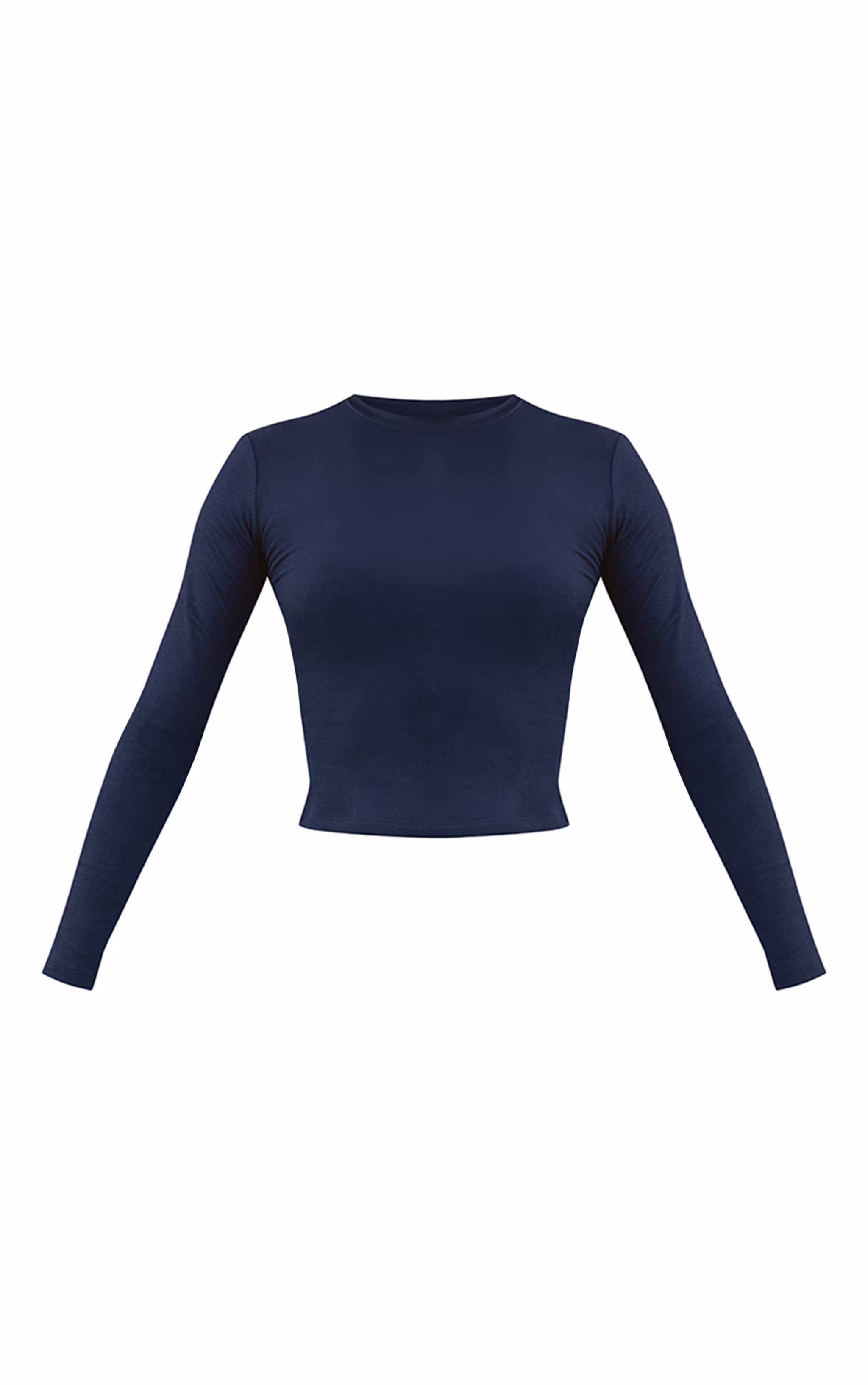 Navy Soft Rib Fitted Long Sleeve Top
