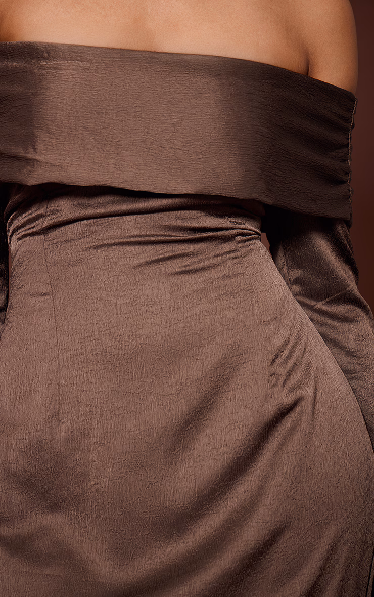 Mocha Bardot Long Sleeve Maxi Dress