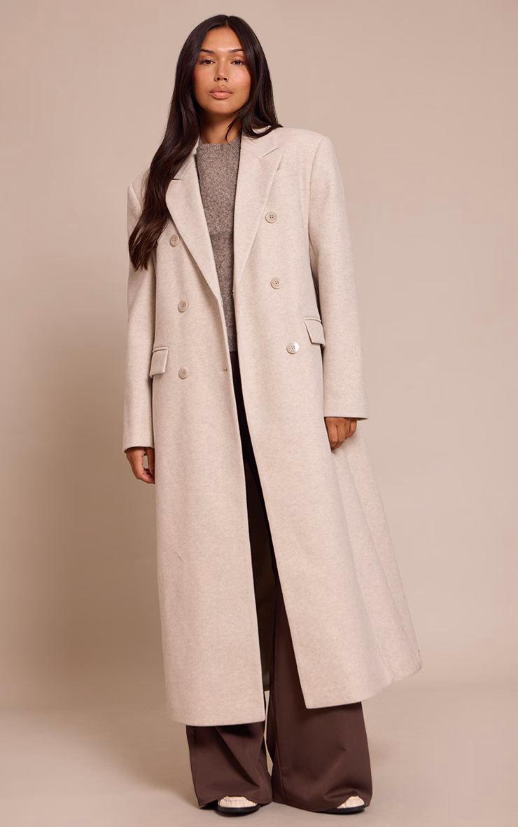Light Grey Double Breasted Oversized Structured Coat