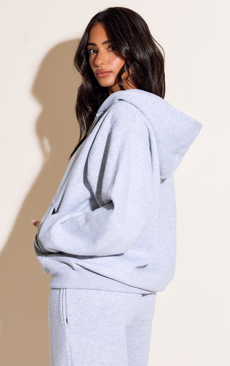 Petite Ash Grey Zip Through Hoodie