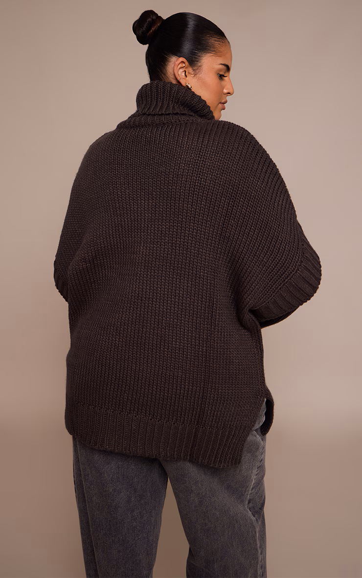 Plus Charcoal Grey Oversized Sleeve Detail Sweater Dress