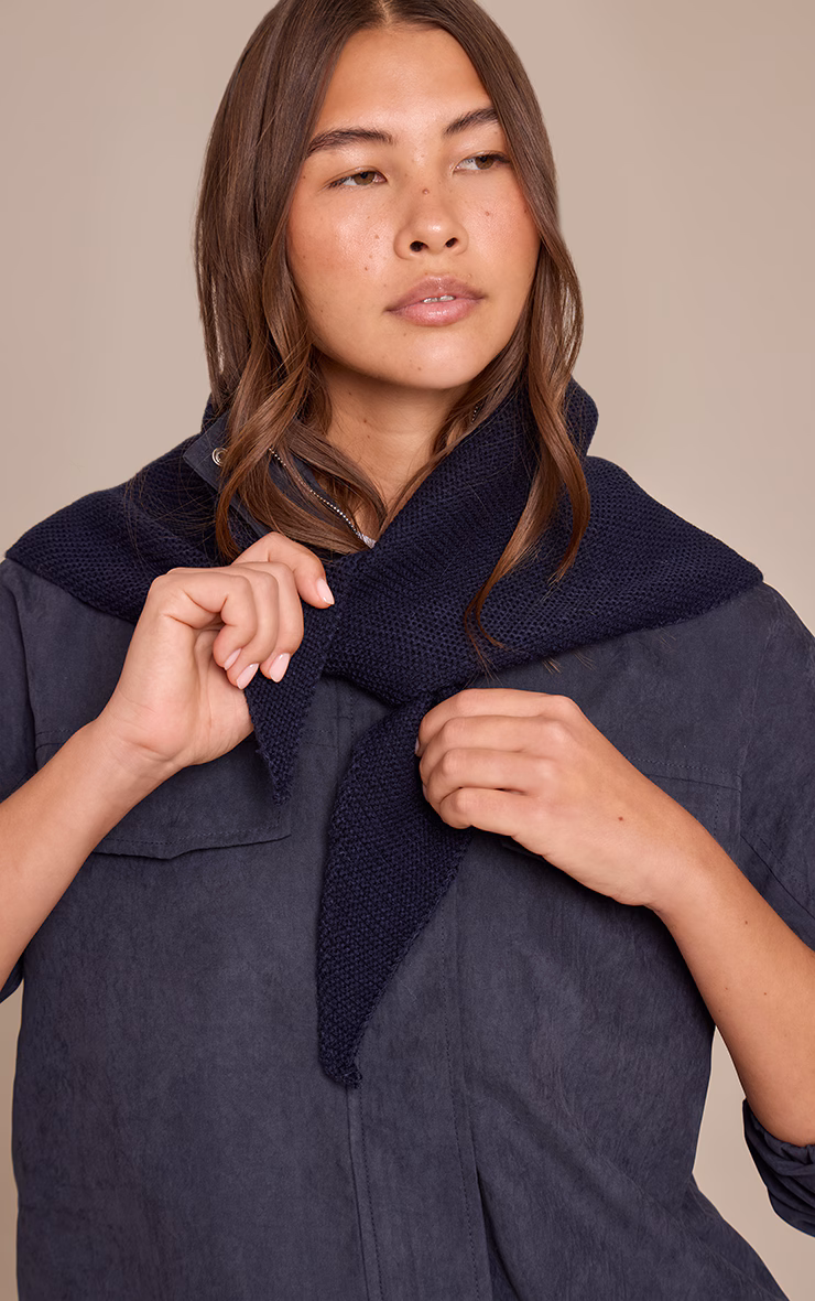 Navy Brushed Knit Shawl
