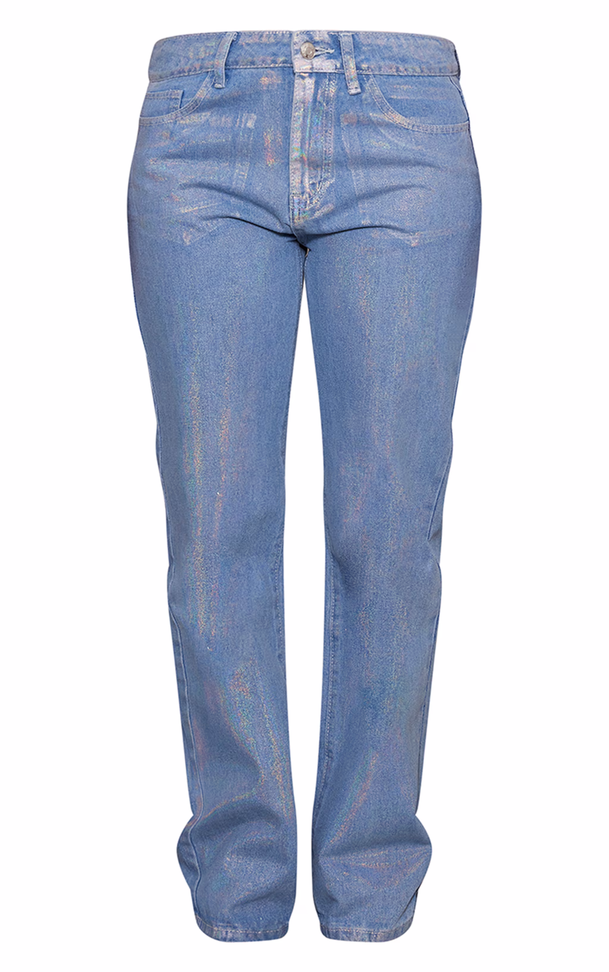 Petite Blue Iridescent Metallic Denim Jeans