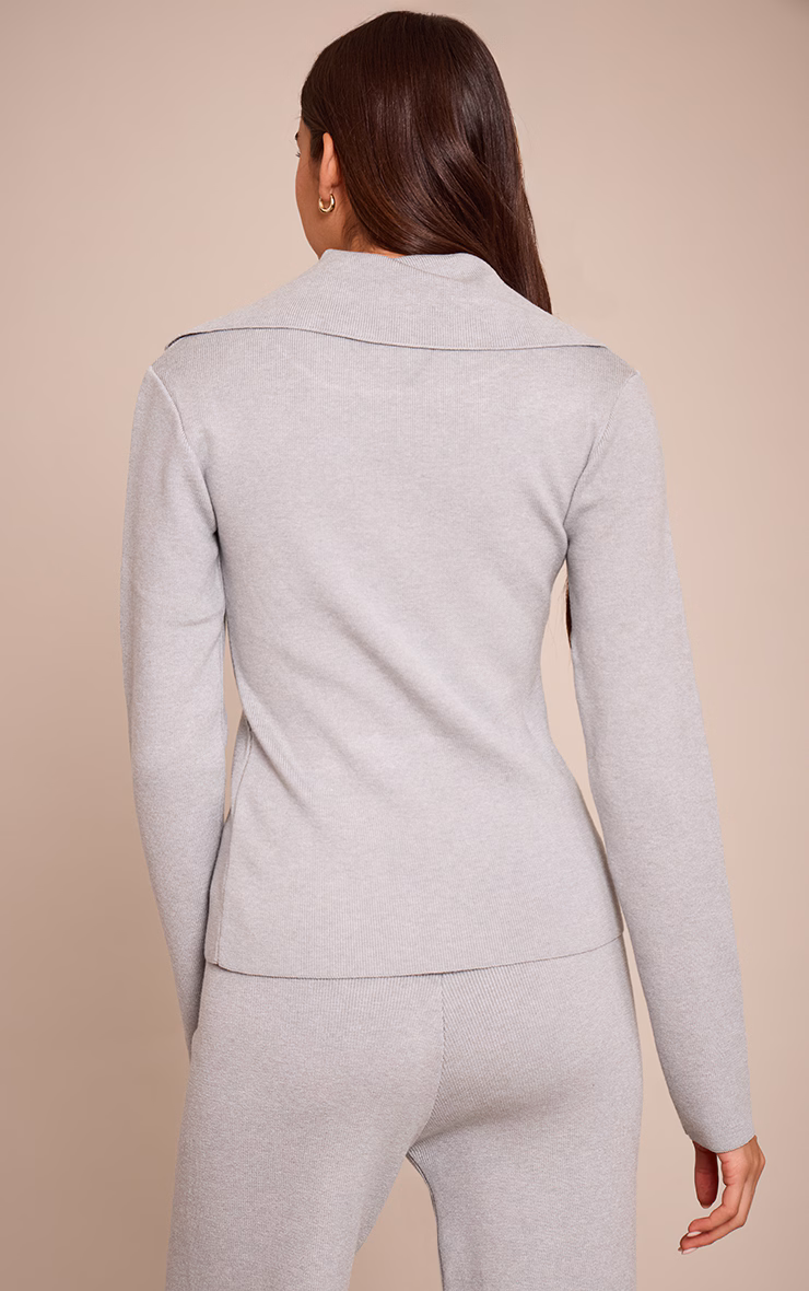 Grey Sailor Collar Long Sleeve Knitted Sweater