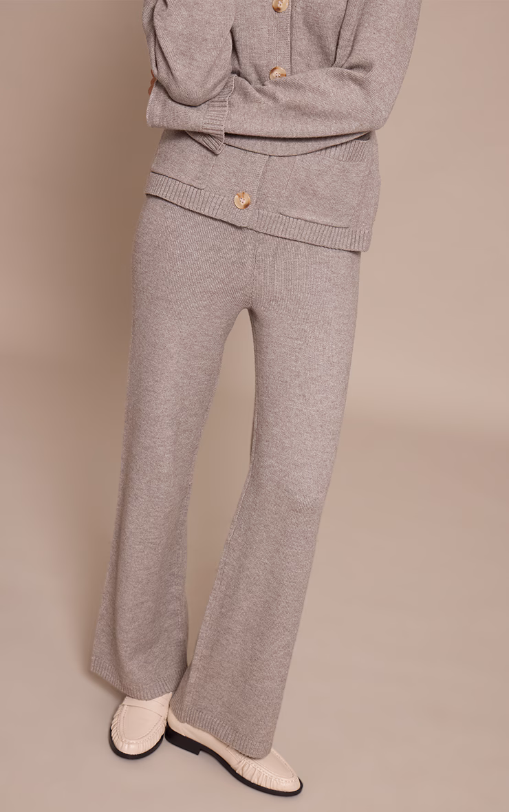 Soft Grey Wide leg Knit Pant