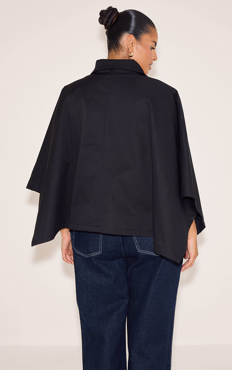 Plus Black Batwing Cropped Trench Style Jacket