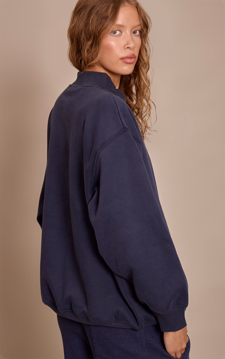 Navy Cotton Fleece Crossfront Sweatshirt