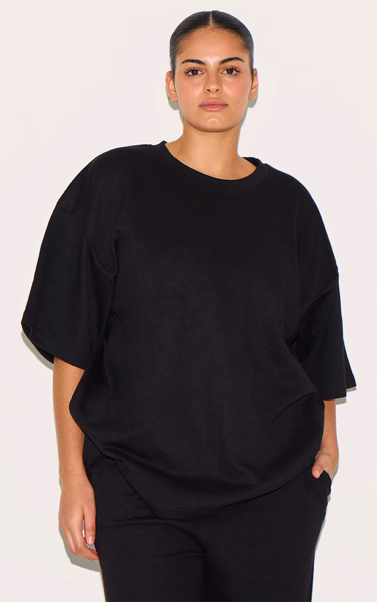 Plus Black Jersey Oversized T-shirt