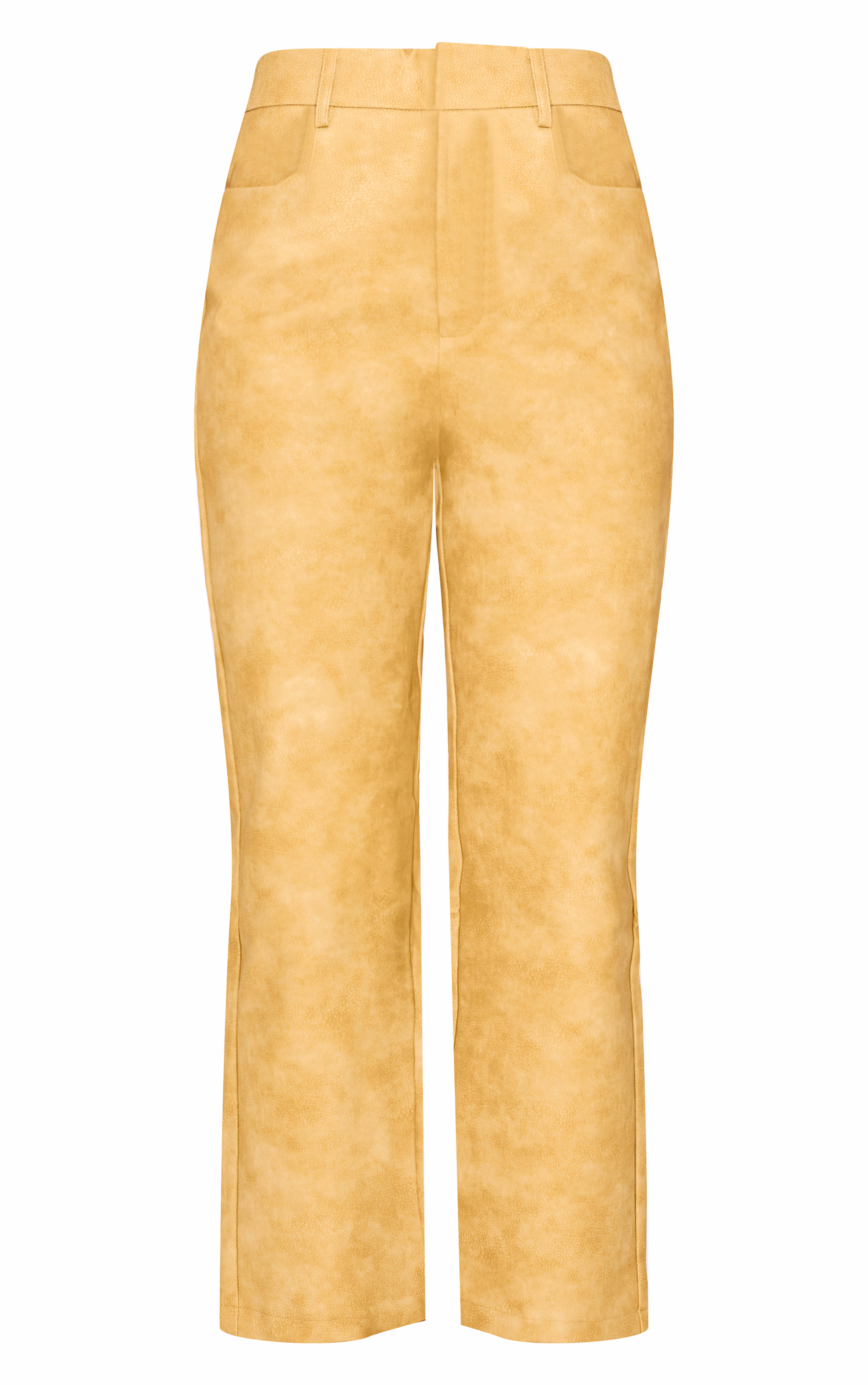 Mustard Washed Faux Leather Cropped Straight Leg Pants
