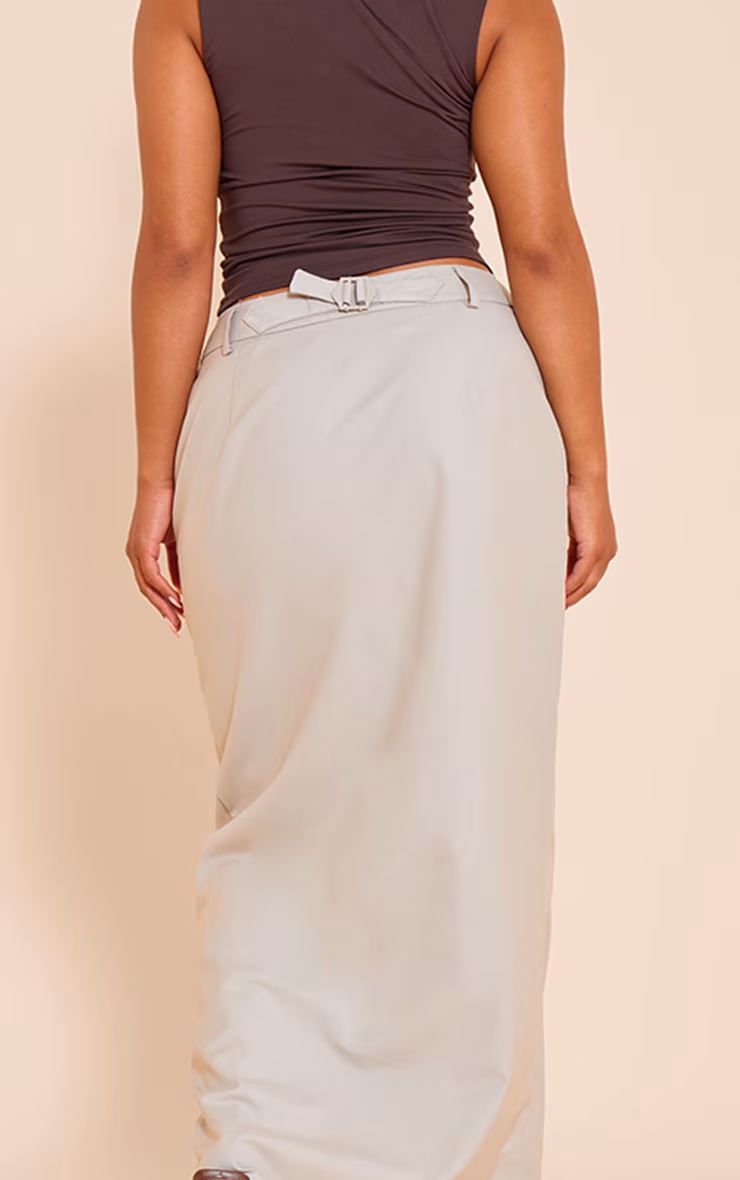 Shape Ash Grey Tailored Split Front Maxi Skirt