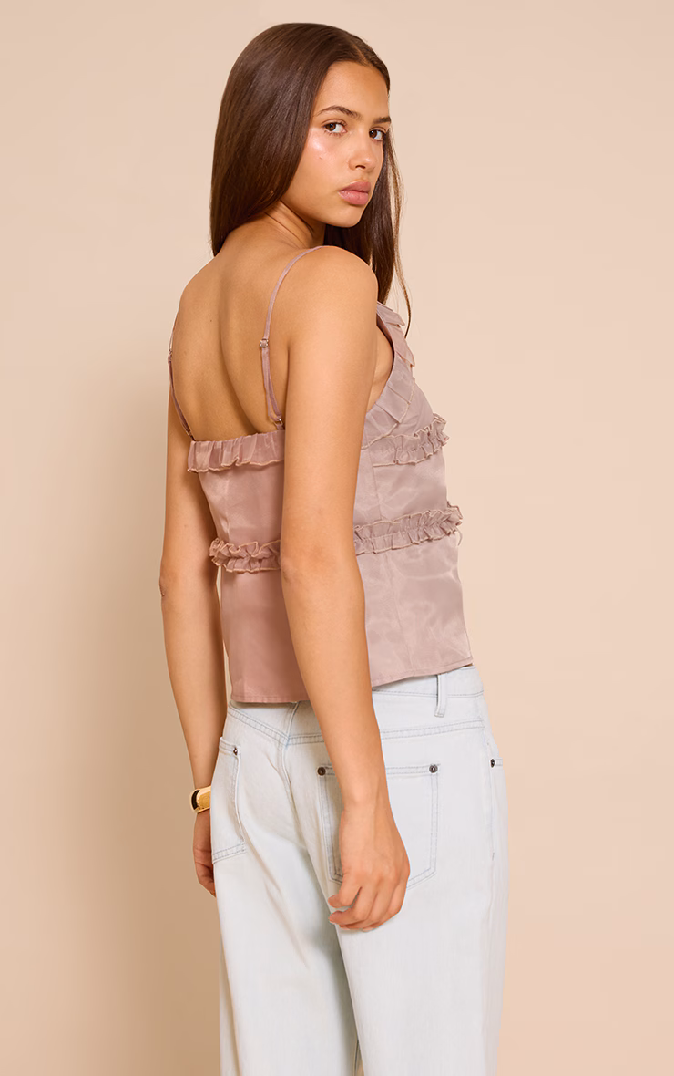 Mauve Chiffon Frill Detail Cami Top