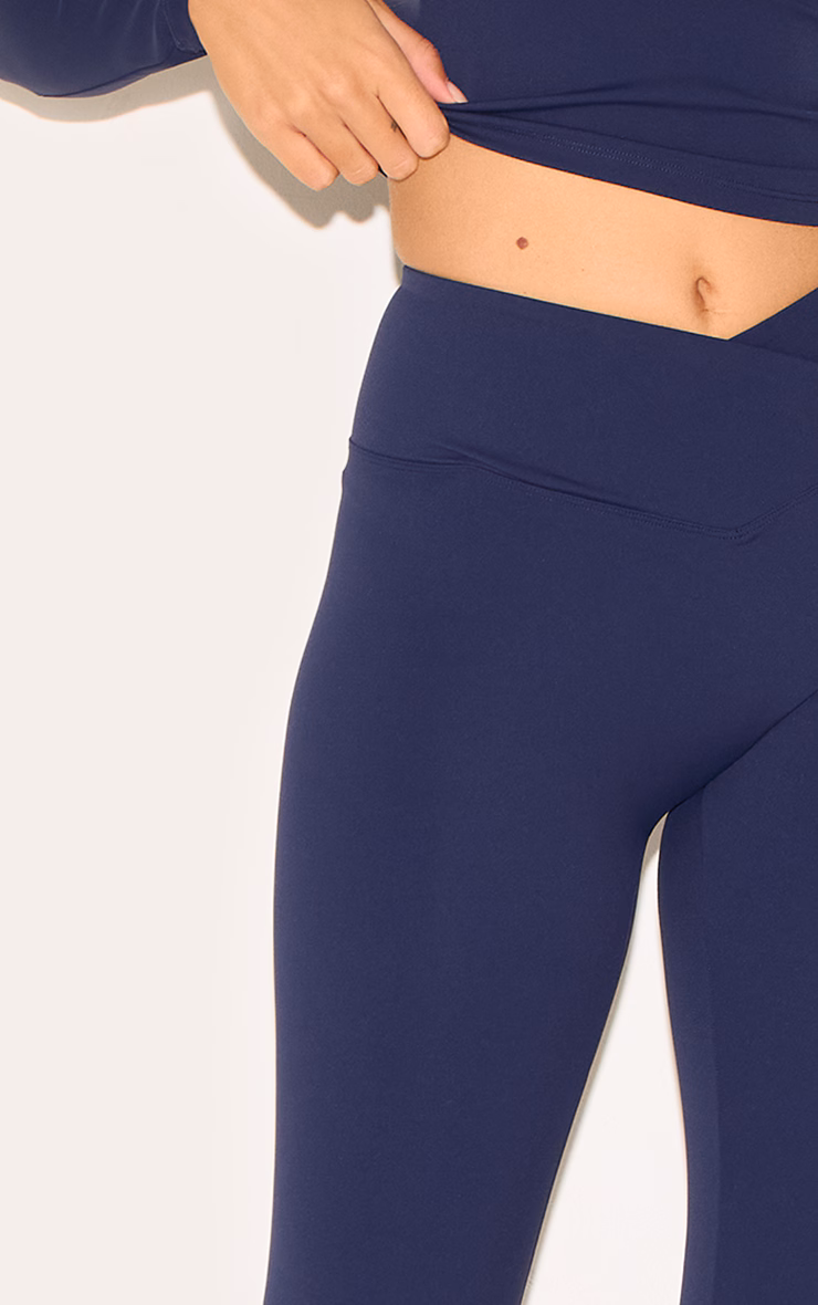 Navy Sculpt Wrap Waist Gym Leggings