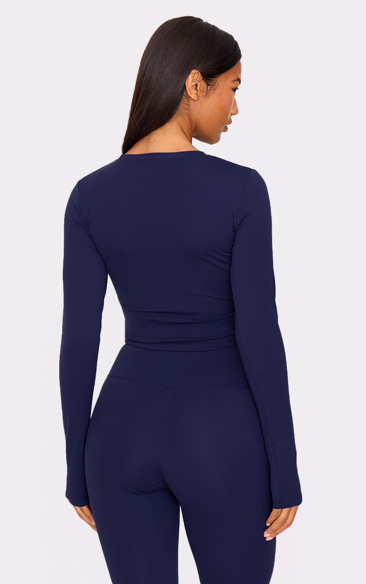 Navy Ultimate Sculpt Long Sleeve Crop Gym Top