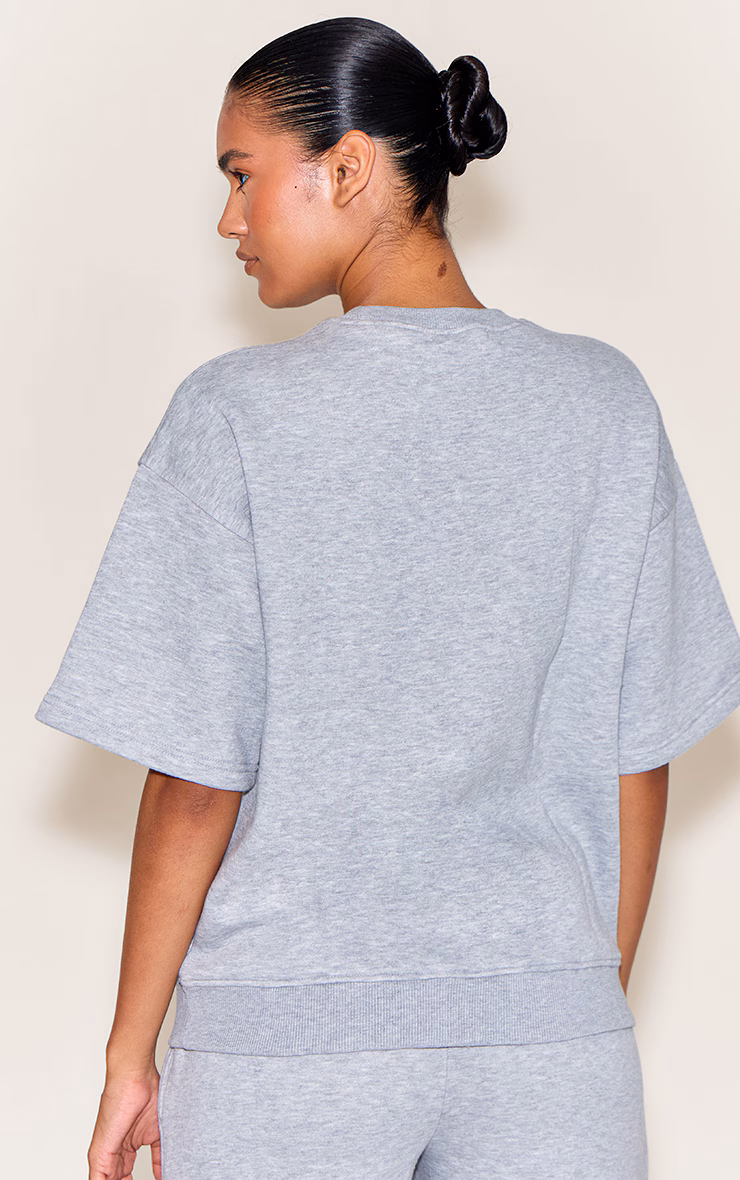 Grey Marl Oversized Drop Shoulder Sweat T-Shirt