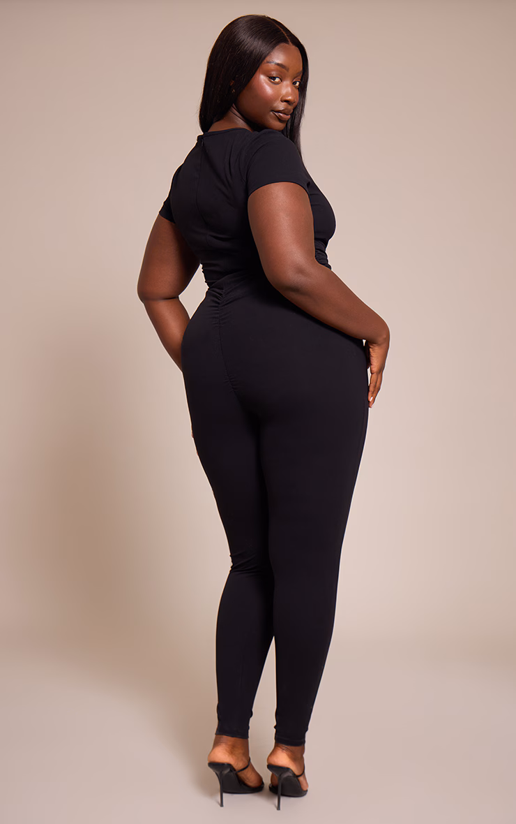 Plus Black Sculpt Ruched Side Jumpsuit