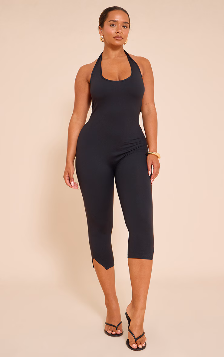 Shape Black Sculpt Halterneck Capri Jumpsuit