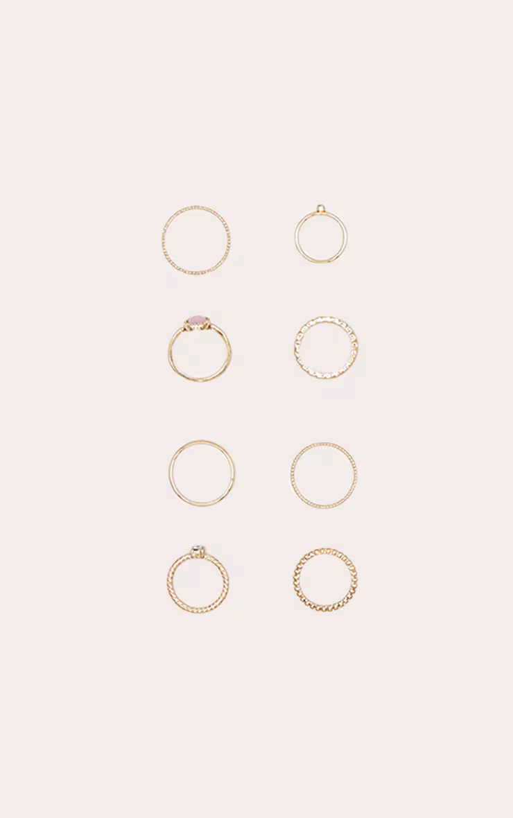 Gold Mixed Textured Ring 8 Pack
