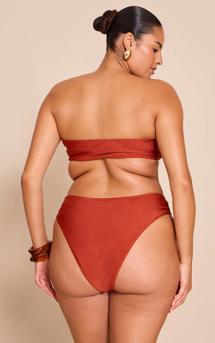 Plus Chocolate Mix & Match High Waisted High Leg Bikini Bottoms