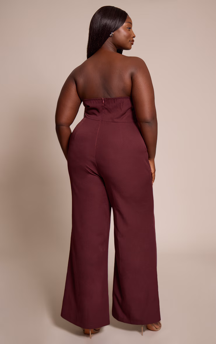 Plus Plum Bandeau Cowl Neck Pocket Detail Jumpsuit