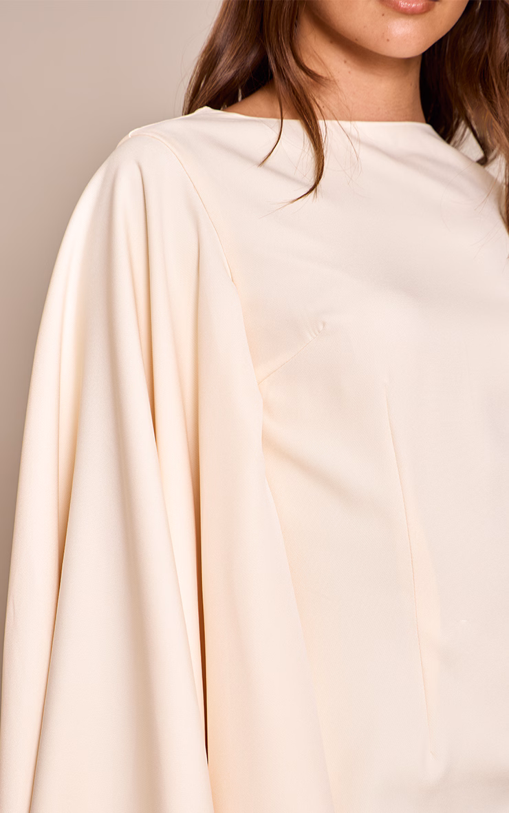 Cream Asymmetric Cape Mini Dress