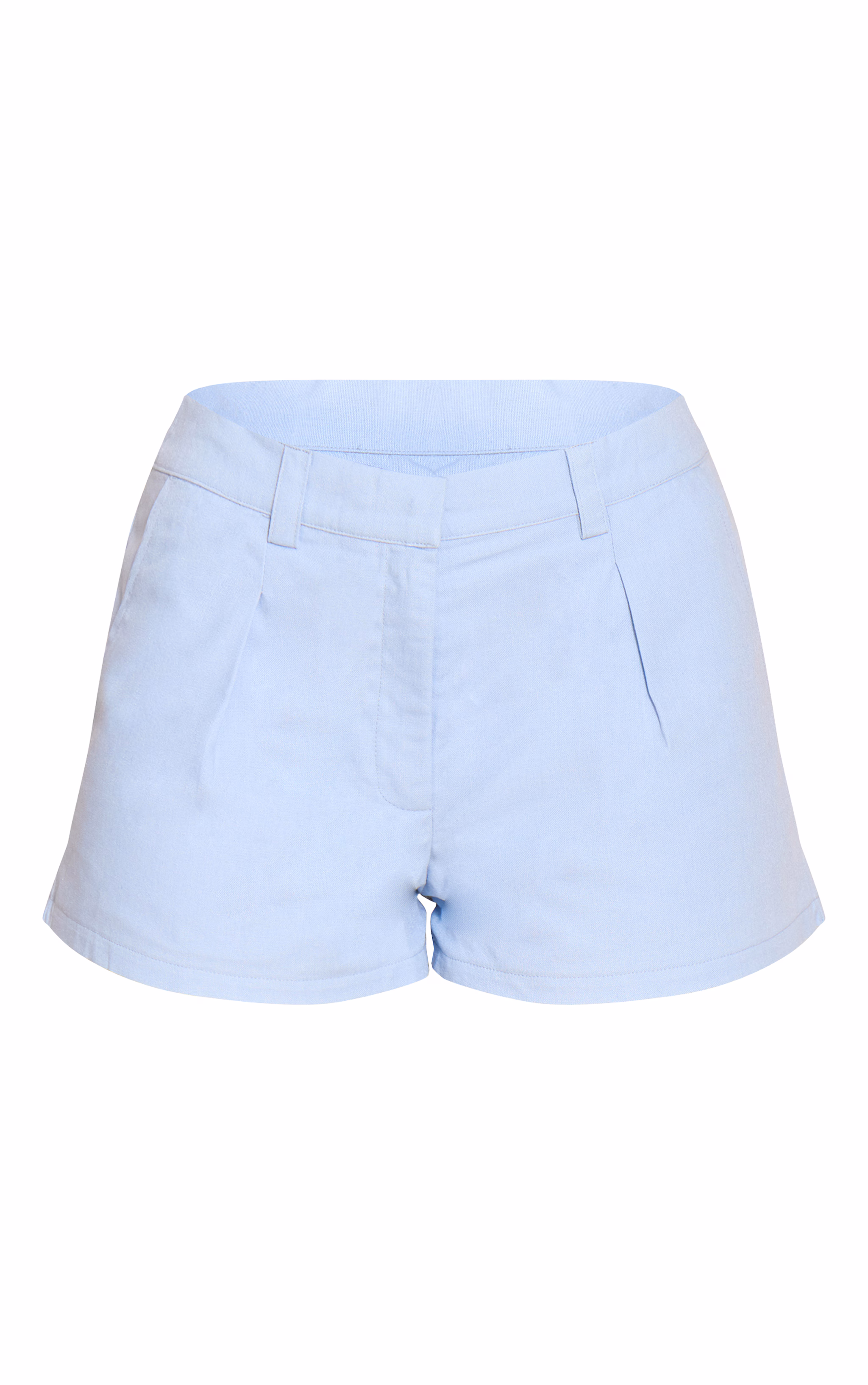 Pale Blue Textured Tailored Shorts