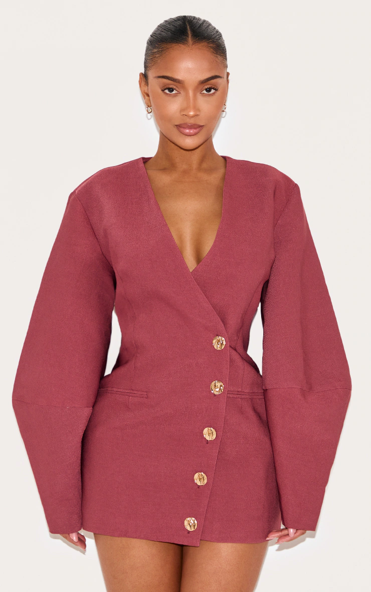 Shape Berry Premium Tailored Cocoon Sleeve A Line Blazer Dress